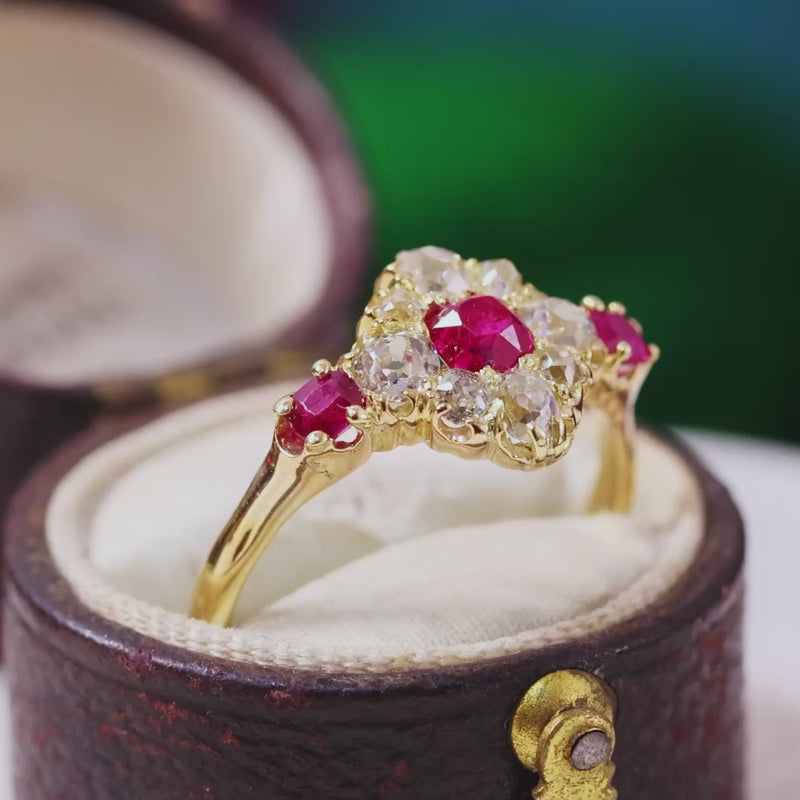 Victorian Ruby & Diamond Cluster Ring