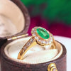 Darling! Pretty Vintage Emerald & Diamond Cluster Ring