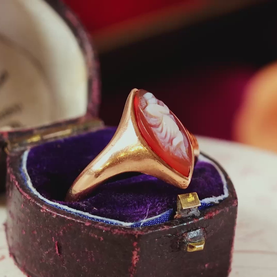 Antique Date 1913 Hardstone Cameo Ring