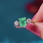 Vintage Emerald & Diamond Trilogy Engagement Ring
