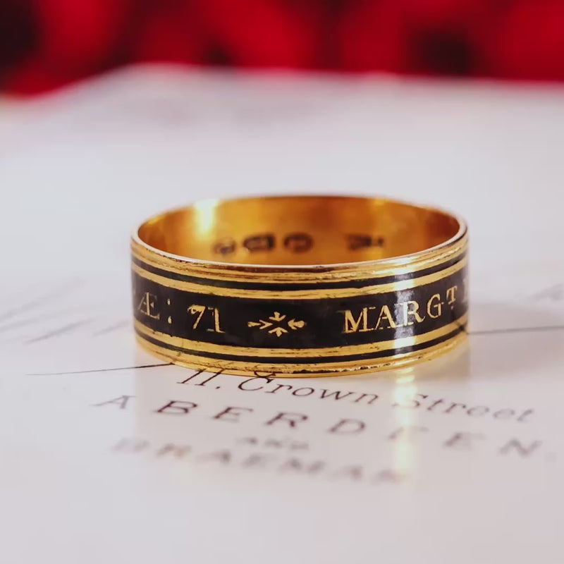 Antique Date 1798 Enamelled Mourning Band Ring