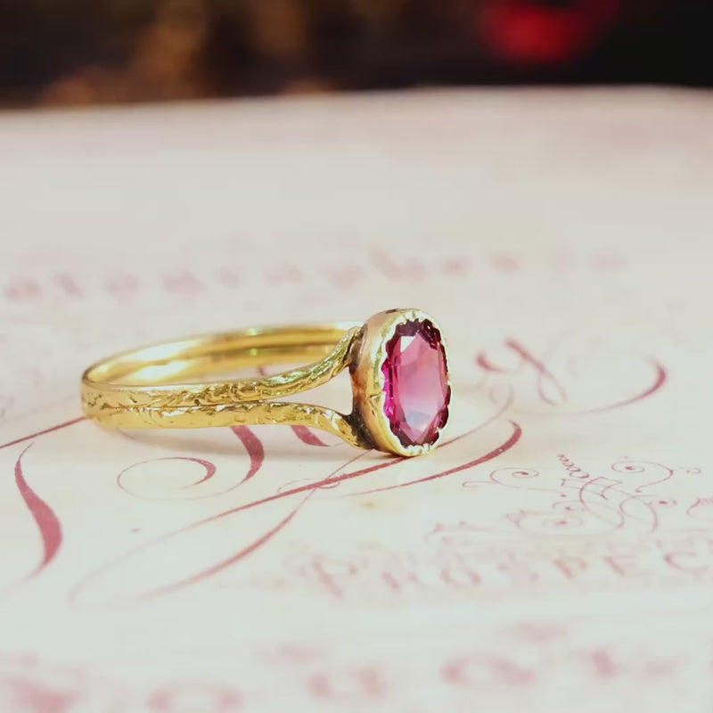 Circa 1820's Petite French Georgian Garnet Ring