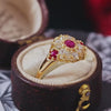 Antique Date 1875 Ruby & Diamond Cluster Ring