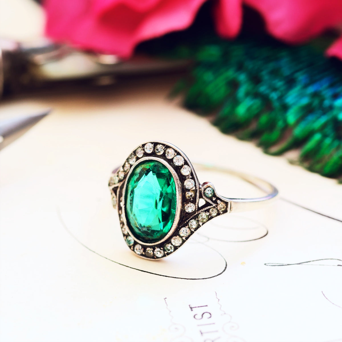 Vintage 1950's Silver Paste Cluster Dress Ring