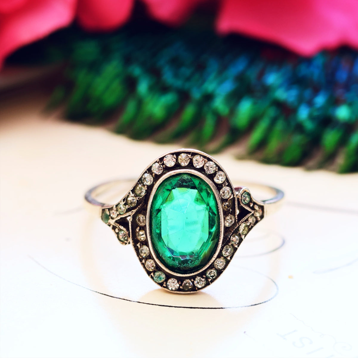 Vintage 1950's Silver Paste Cluster Dress Ring