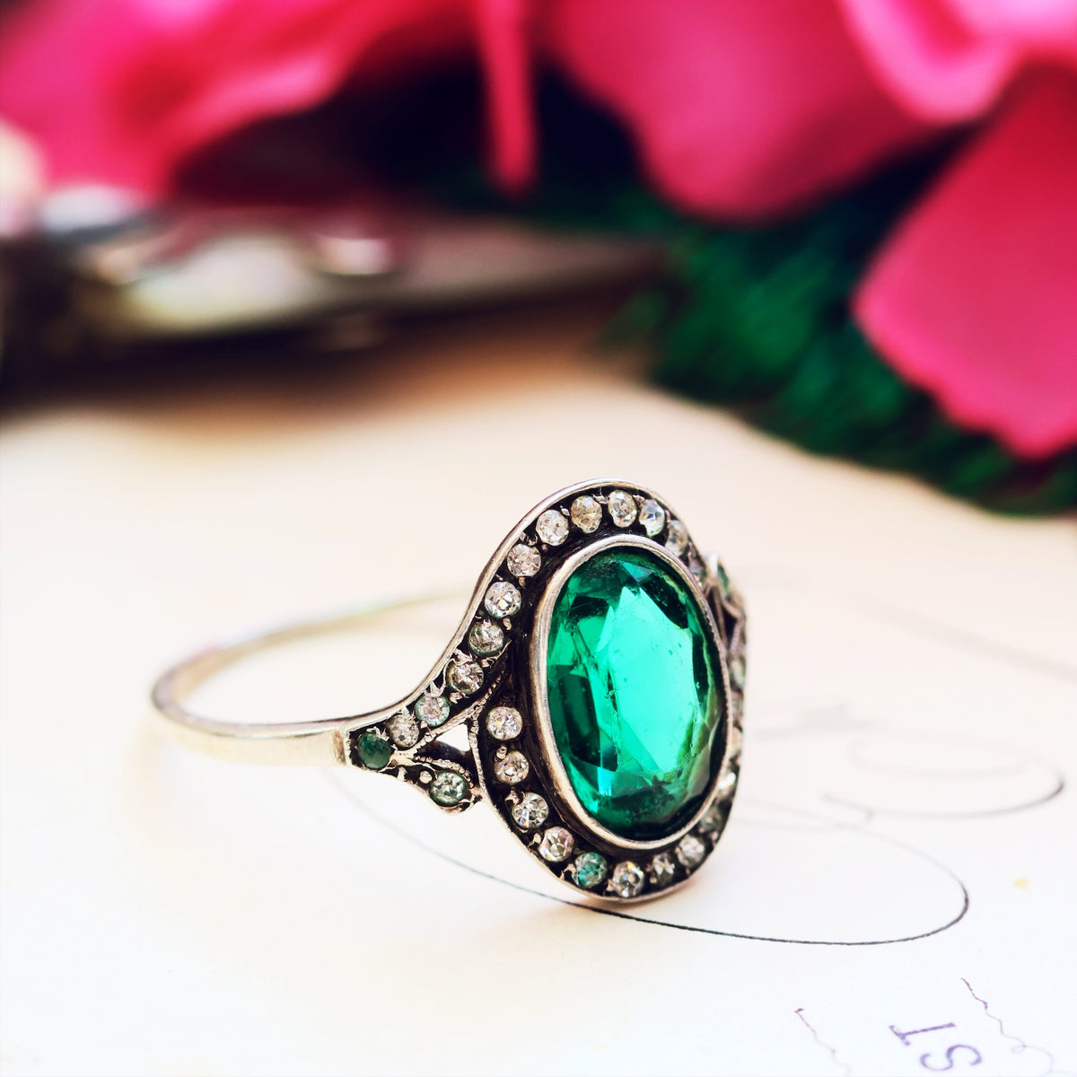 Vintage 1950's Silver Paste Cluster Dress Ring