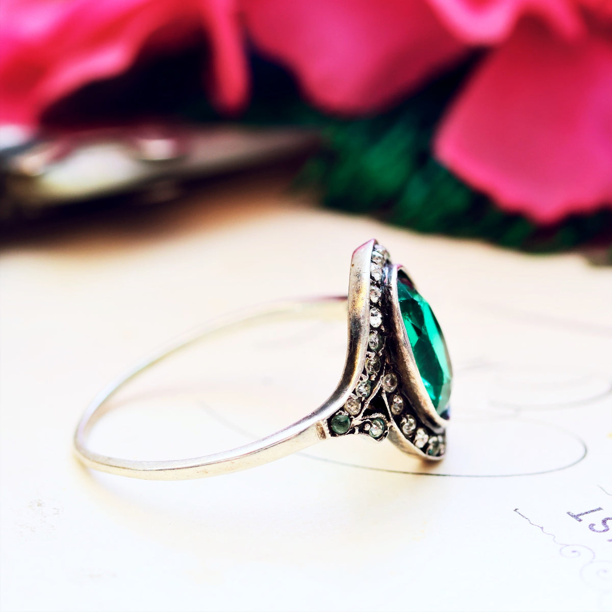 Vintage 1950's Silver Paste Cluster Dress Ring