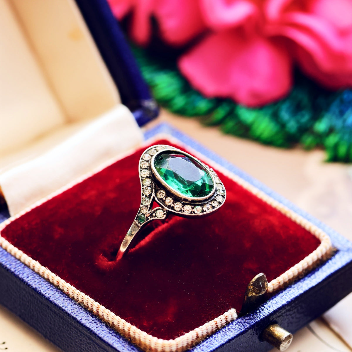 Vintage 1930's Silver Paste Cluster Ring