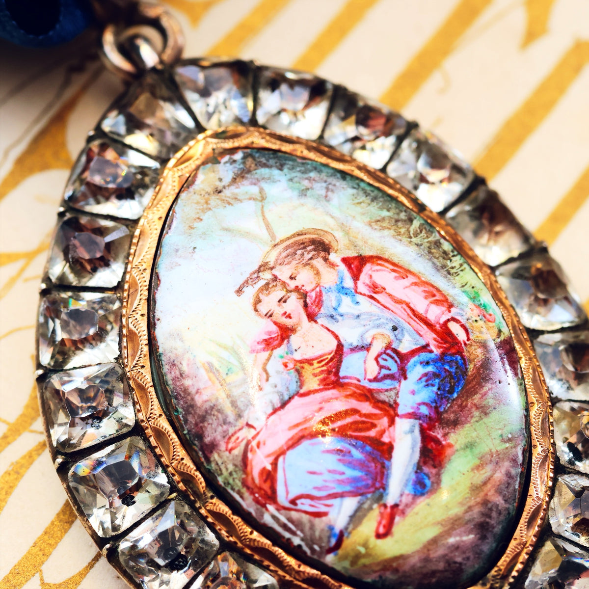 Rare Antique Georgian Paste & Enamel Pendant