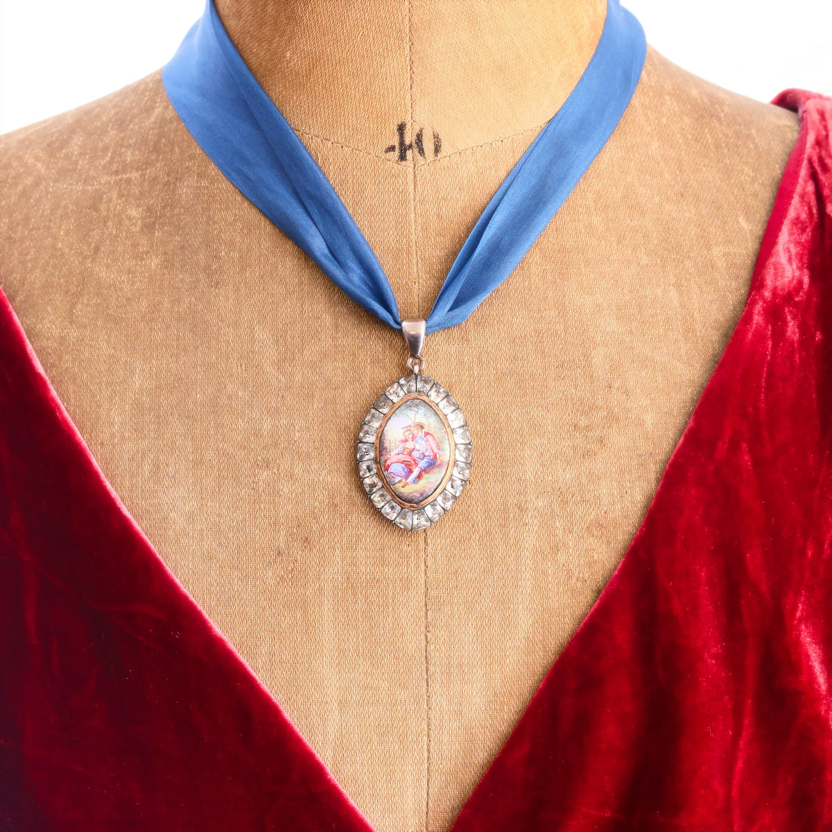 Rare Antique Georgian Paste & Enamel Pendant