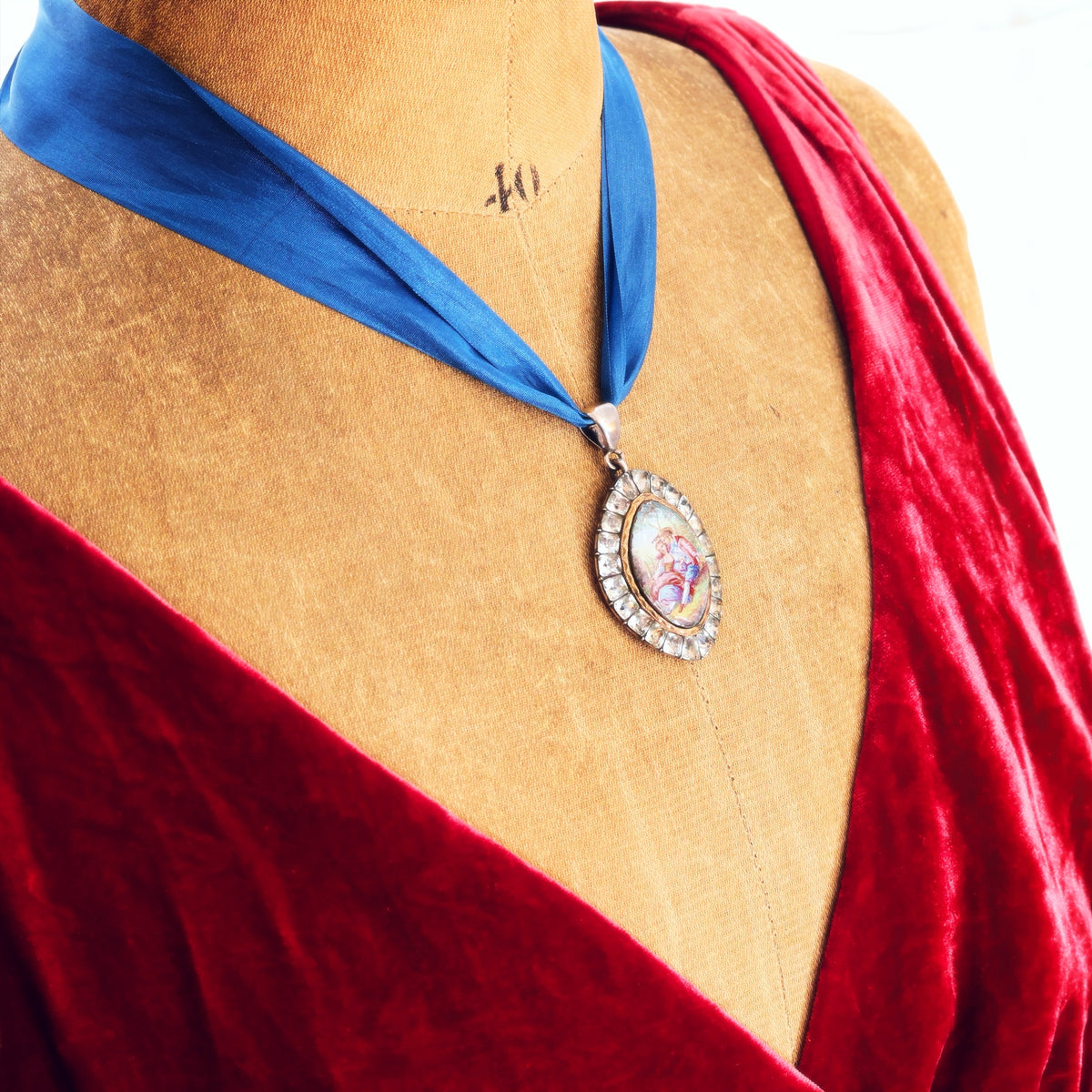 Rare Antique Georgian Paste & Enamel Pendant