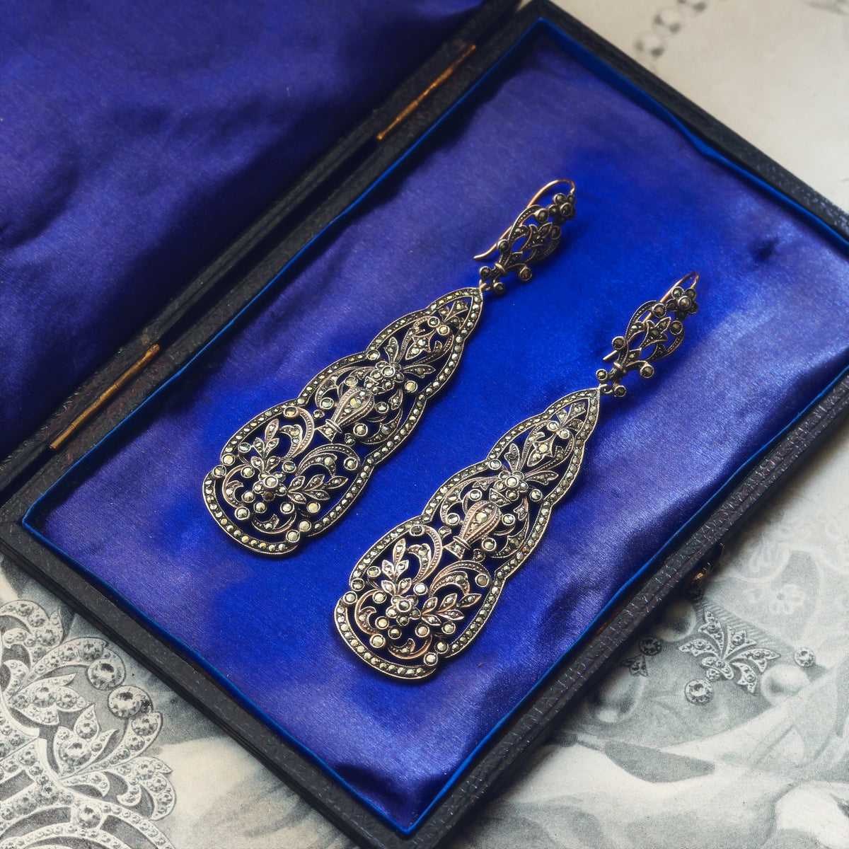 Vintage Silver & Marcasite Evening Earrings