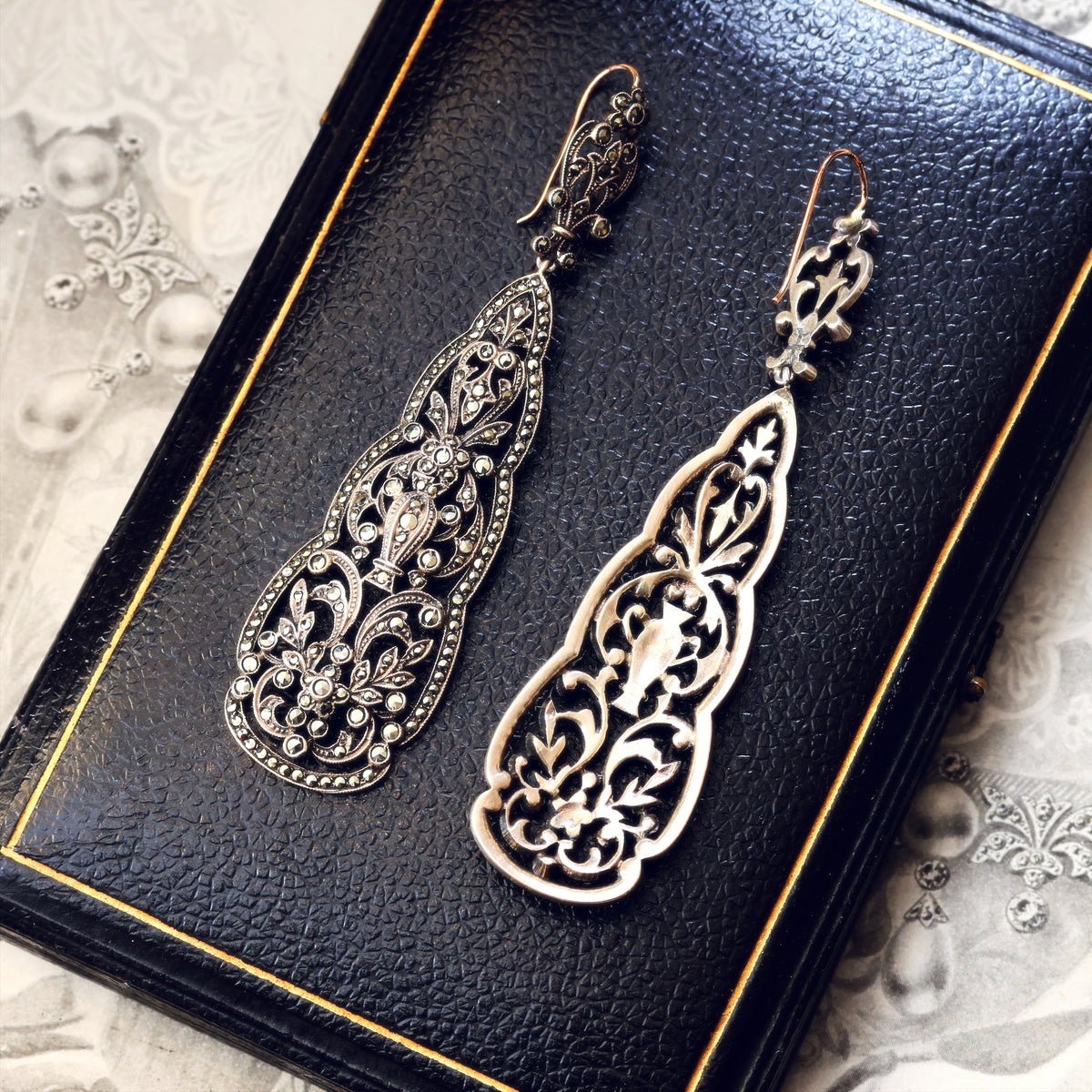 Opulent Vintage Silver & Marcasite Evening Earrings