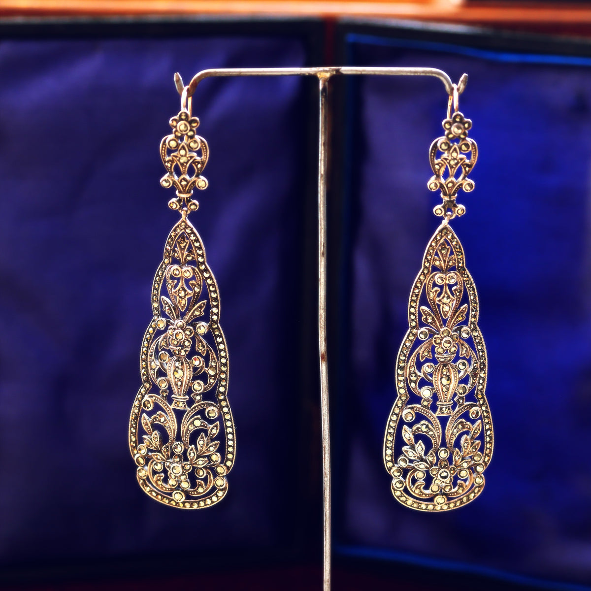 Opulent Vintage Silver & Marcasite Evening Earrings