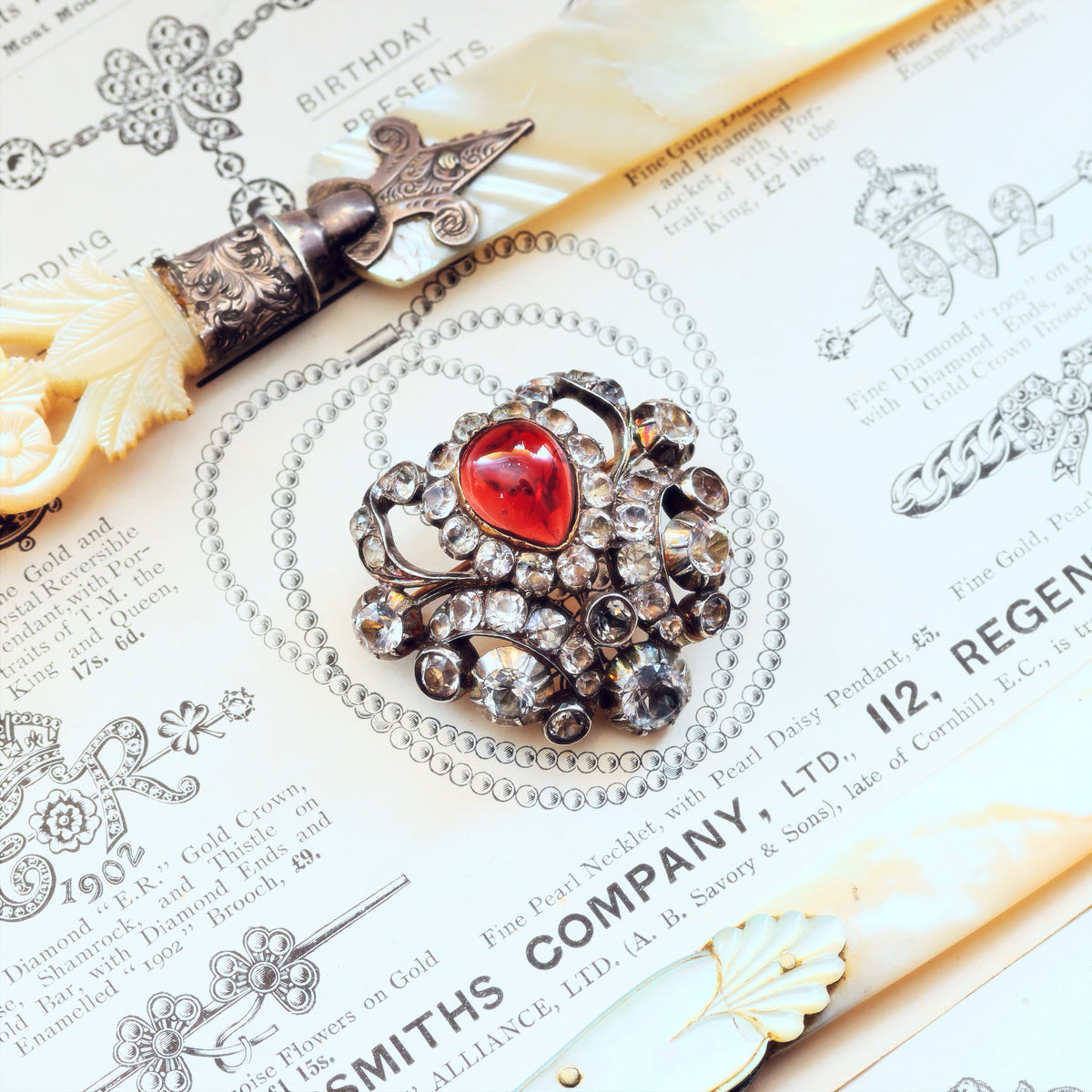 Luscious Victorian Garnet & Paste Bodice Ornament