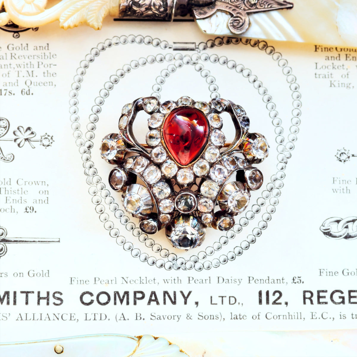 Luscious Victorian Garnet & Paste Bodice Ornament