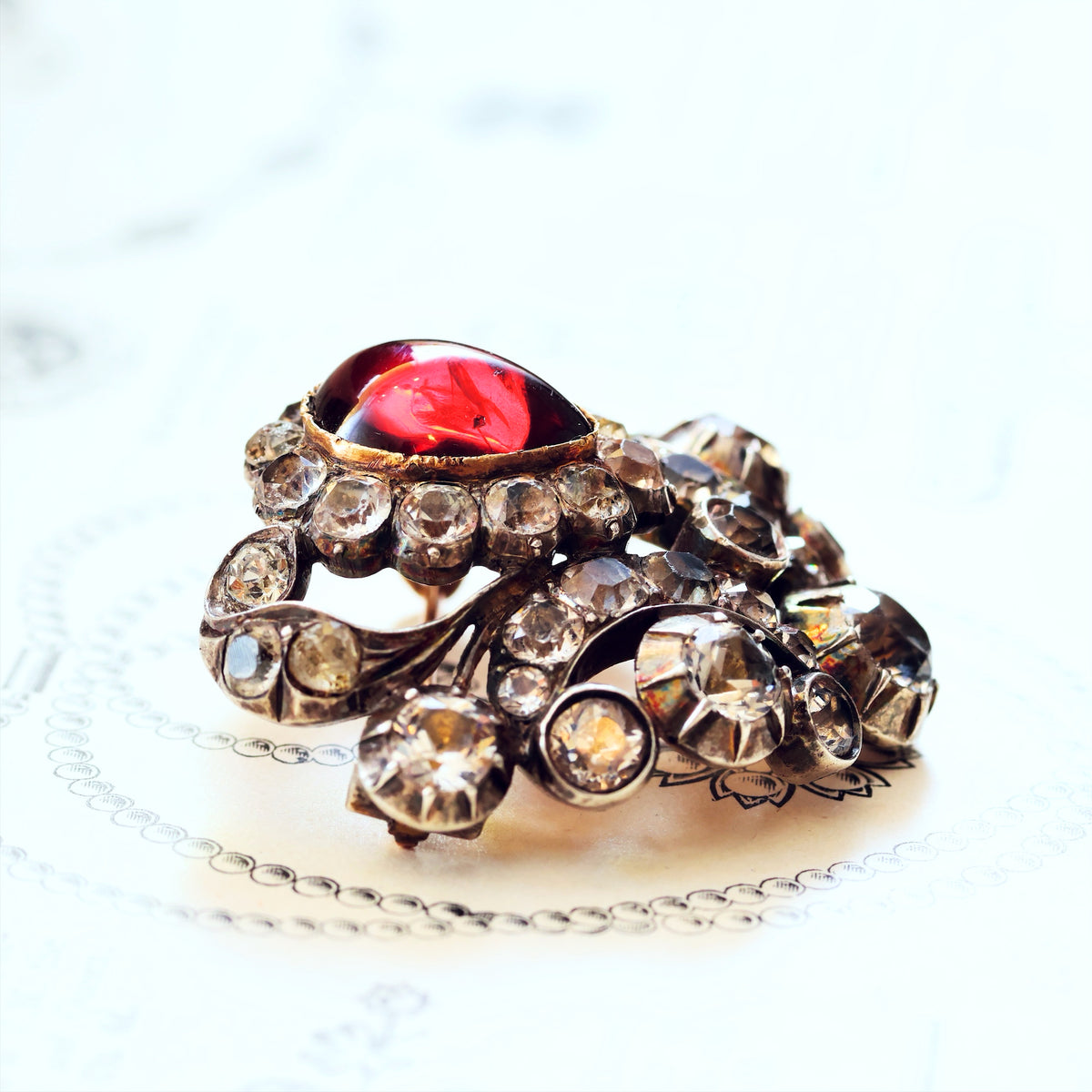 Luscious Victorian Garnet & Paste Bodice Ornament