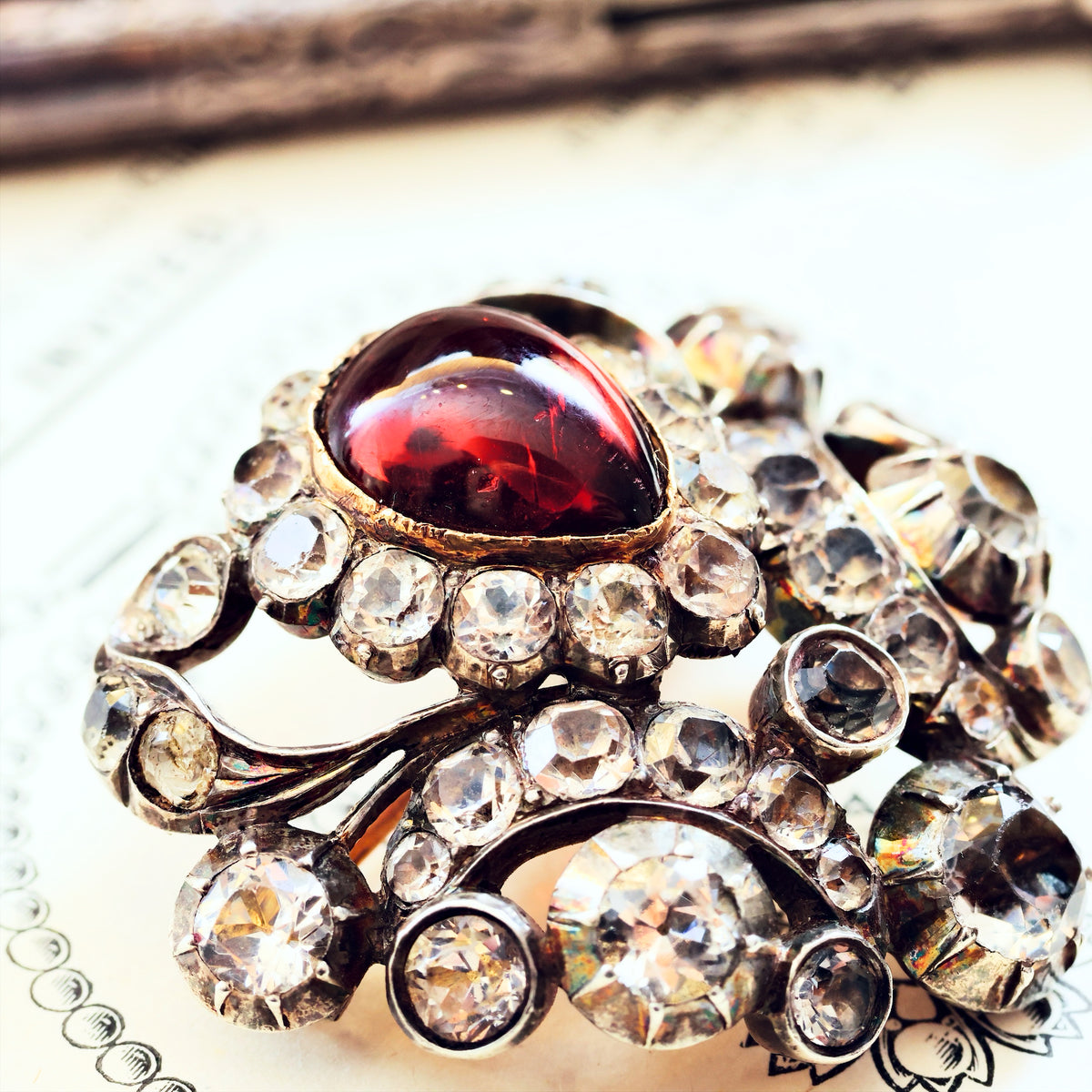 Luscious Victorian Garnet & Paste Bodice Ornament