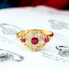 Antique Victorian Ruby & Diamond Cluster Ring