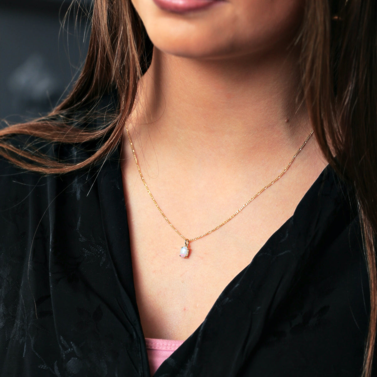 Rainbow Crystal Opal & 9ct Gold Pendant