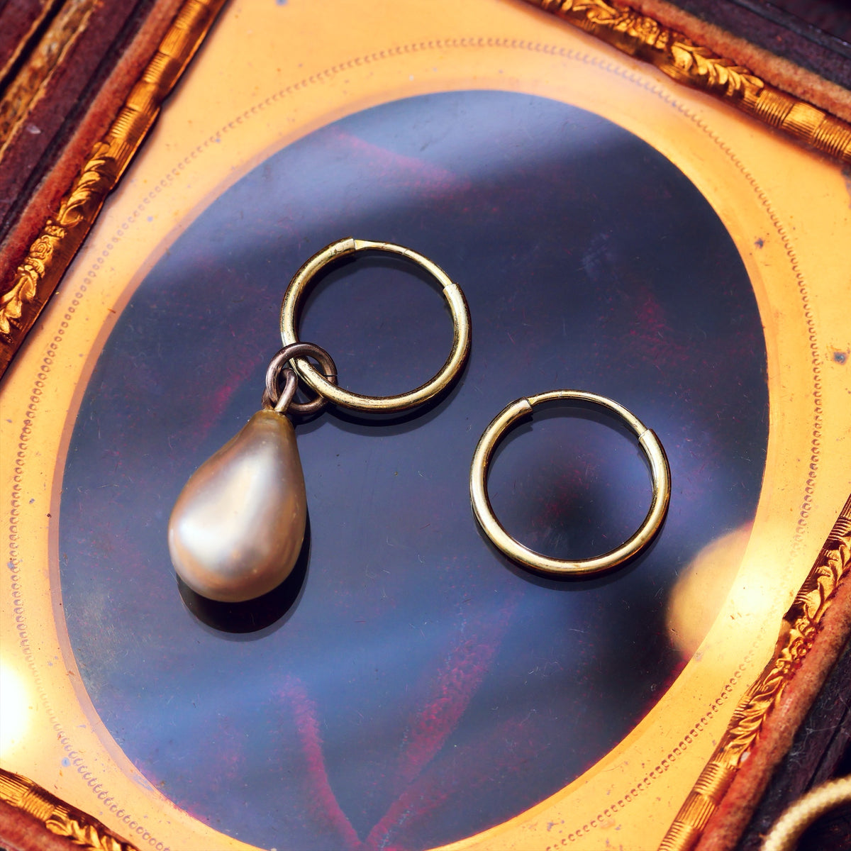 A Rare Antique Fish Scale Glass Pearl Drop Earring