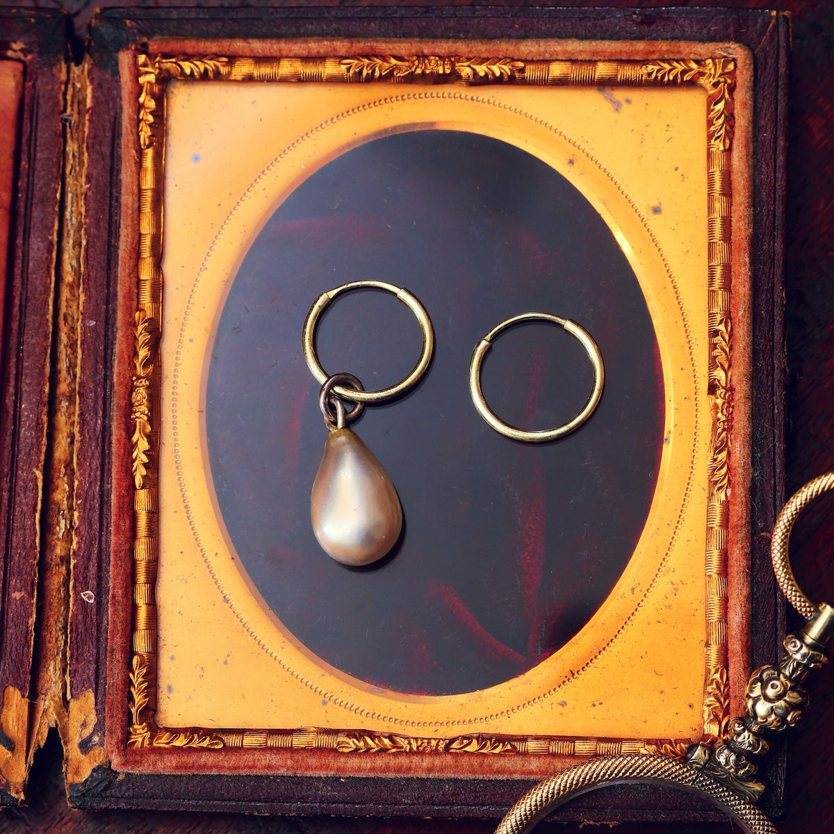 A Rare Antique Fish Scale Glass Pearl Drop Earring