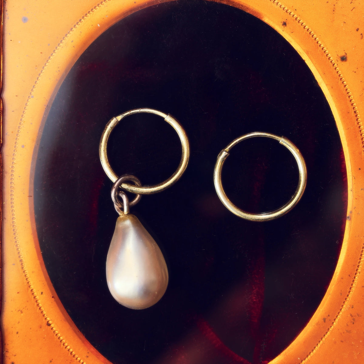 A Rare Antique Fish Scale Glass Pearl Drop Earring