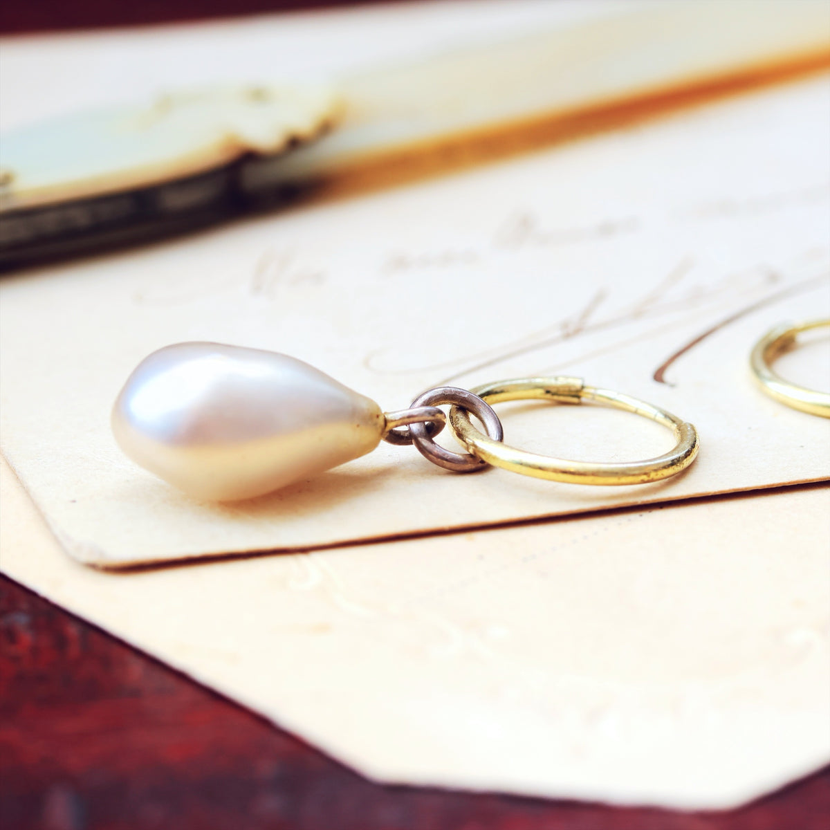 A Rare Antique Fish Scale Glass Pearl Drop Earring