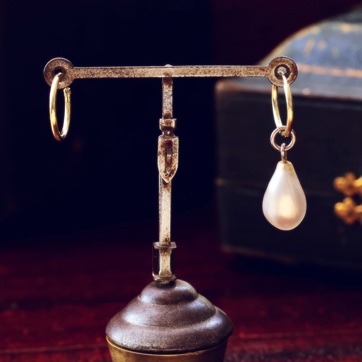 A Rare Antique Fish Scale Glass Pearl Drop Earring