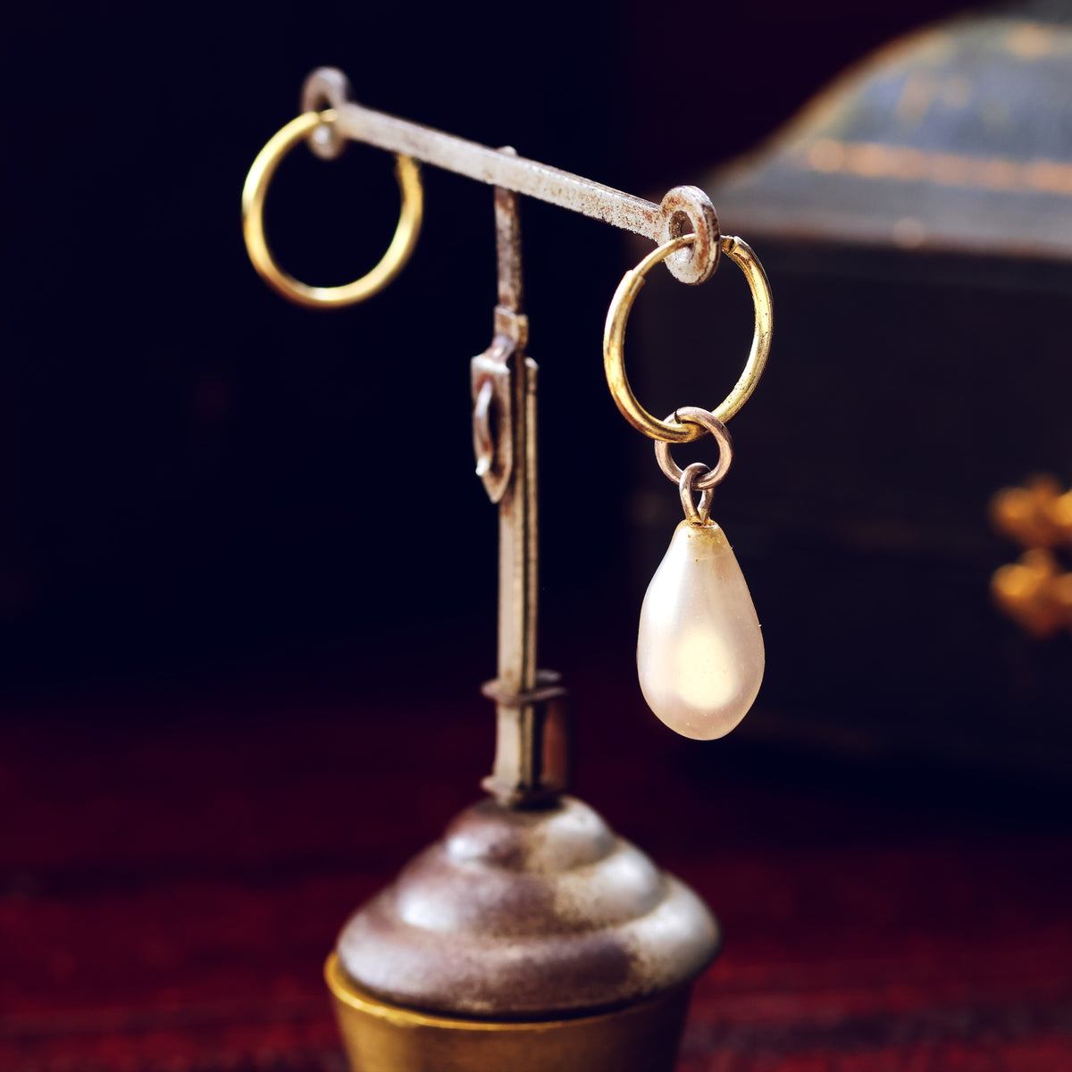 A Rare Antique Fish Scale Glass Pearl Drop Earring