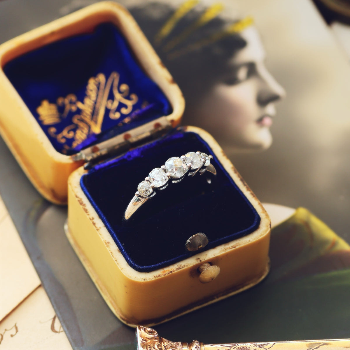 Dramatic Sparkle! Recycled Antique Hand Cut Diamond Engagement Ring