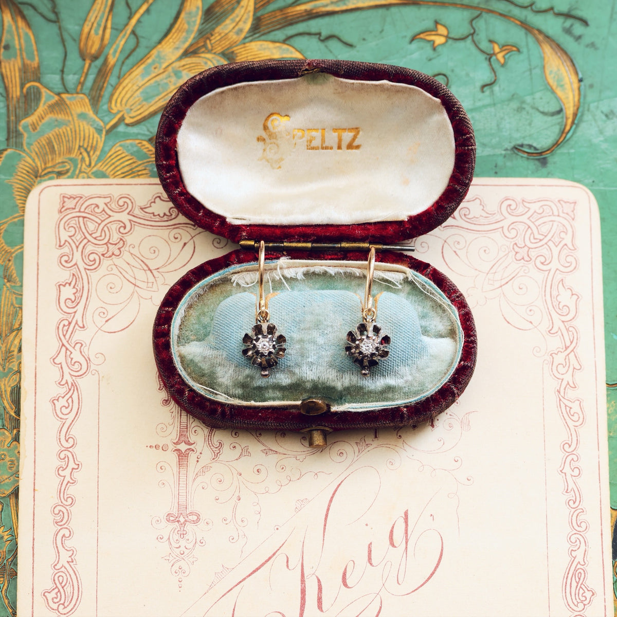 Quirky Floral Diamond Drop Earrings
