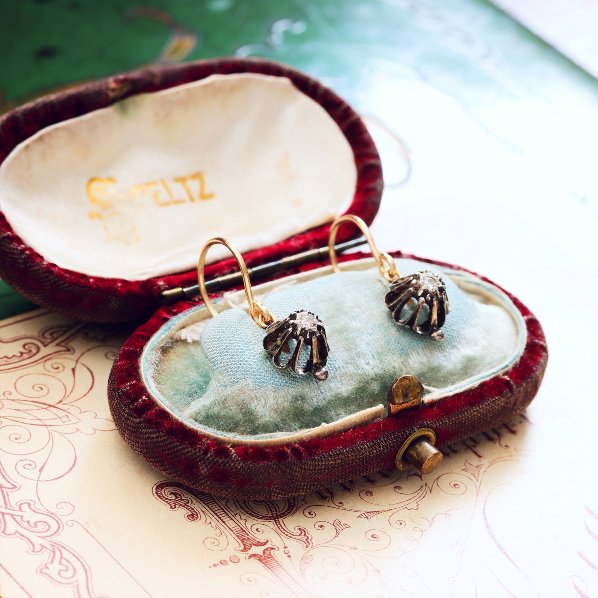 Quirky Floral Diamond Drop Earrings