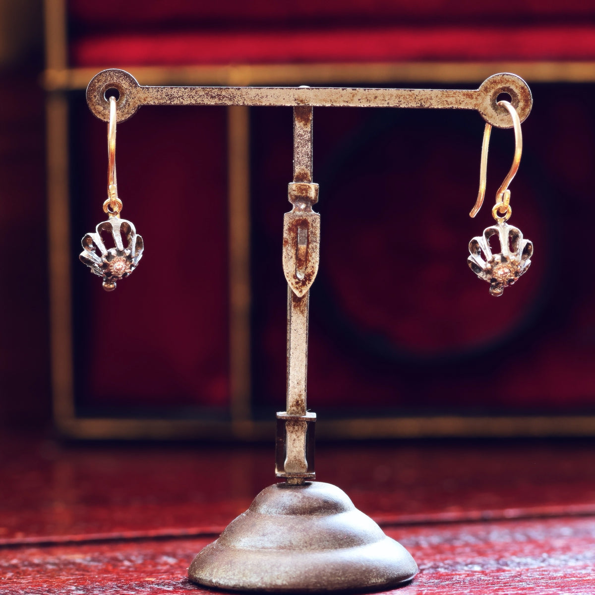 Quirky Floral Diamond Drop Earrings