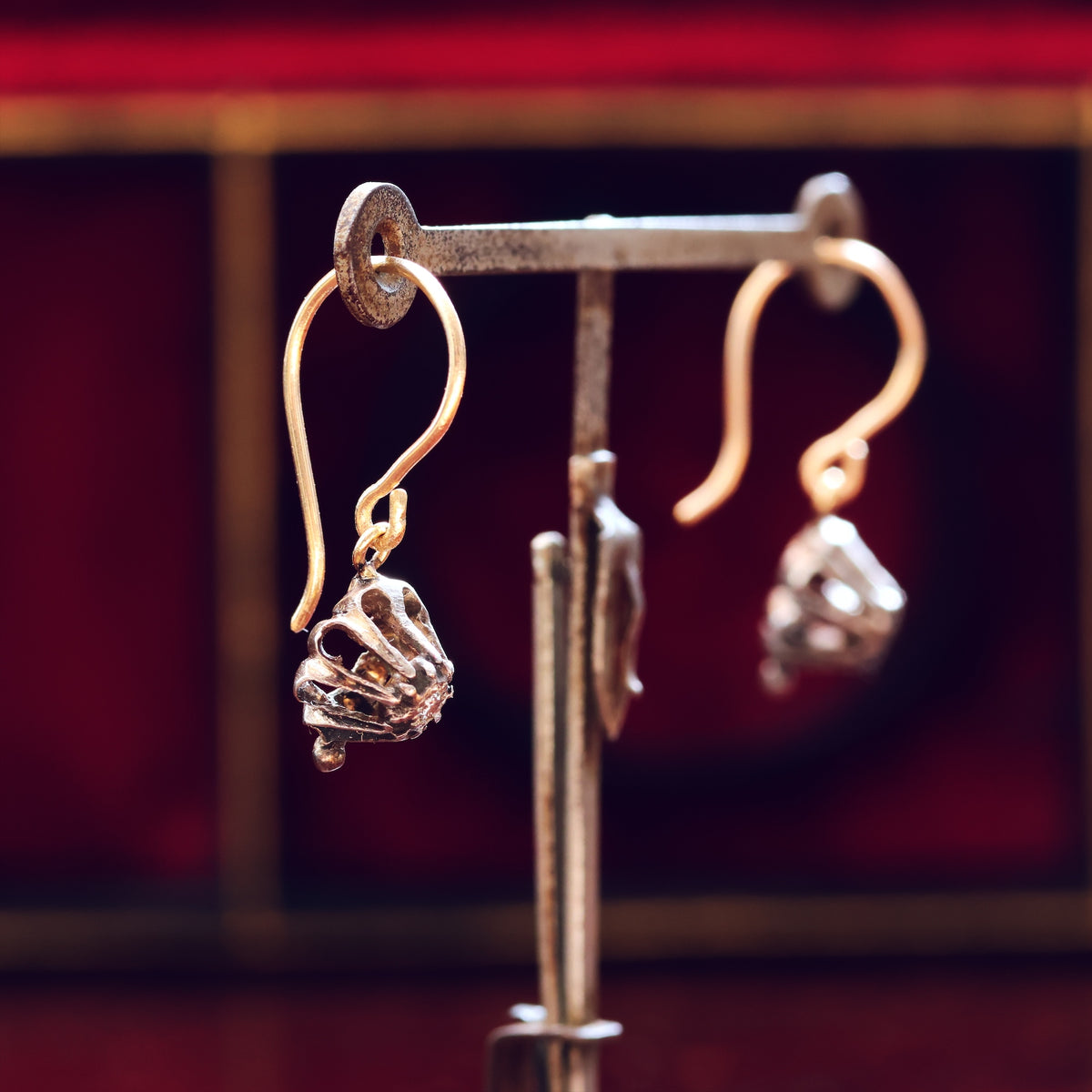 Quirky Floral Diamond Drop Earrings