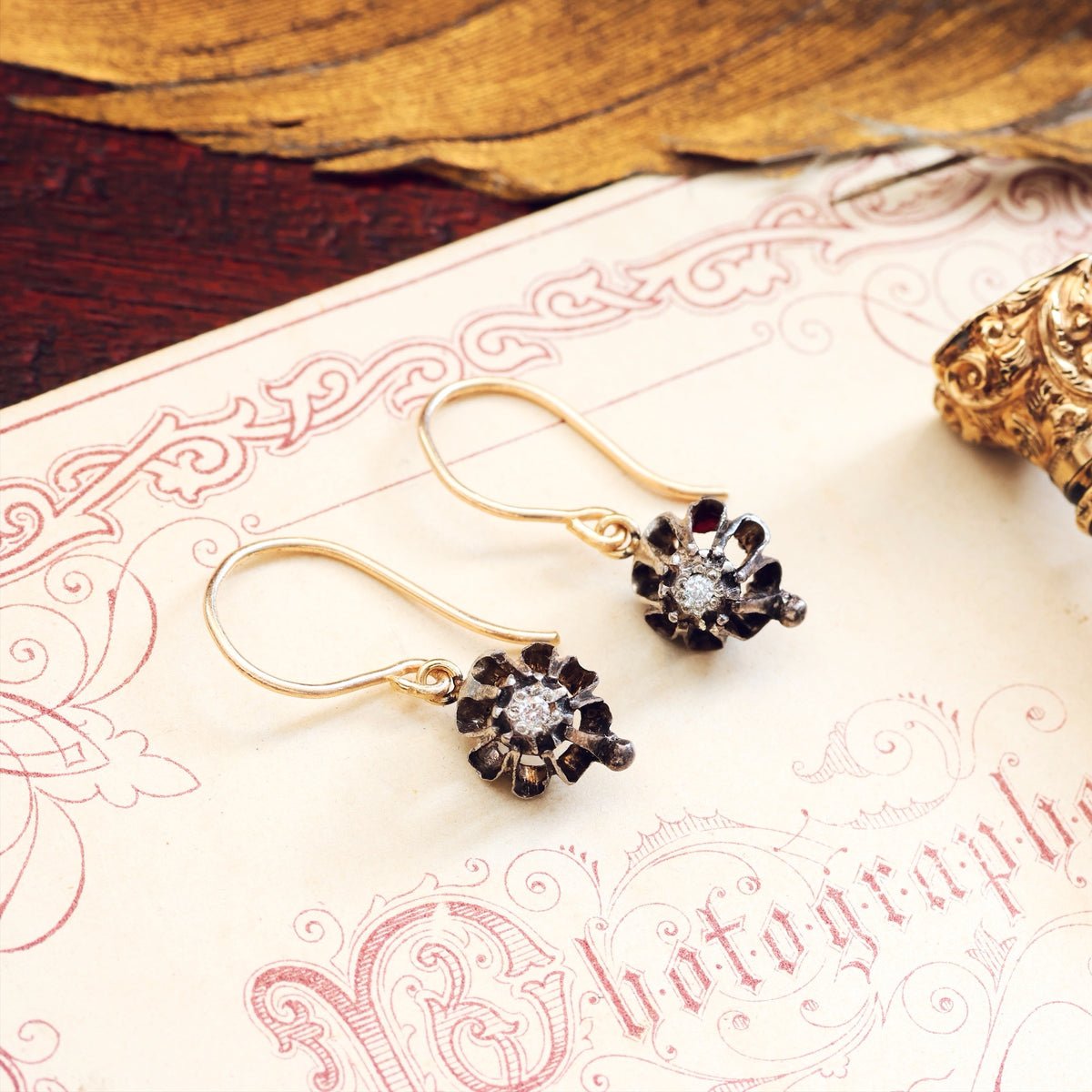 Quirky Floral Diamond Drop Earrings