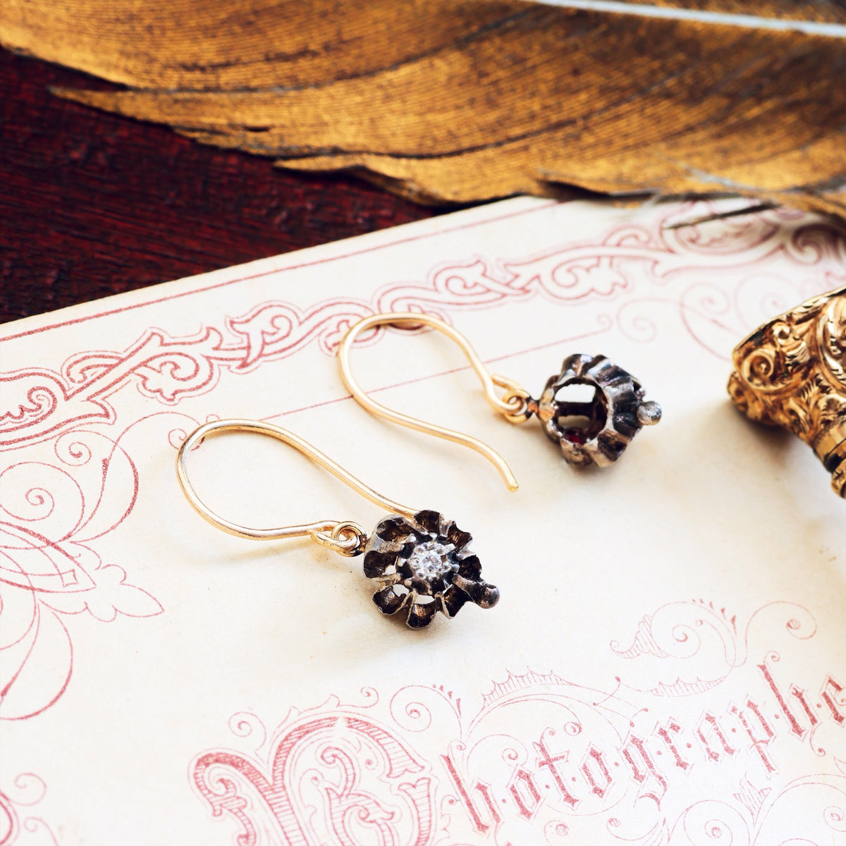 Quirky Floral Diamond Drop Earrings