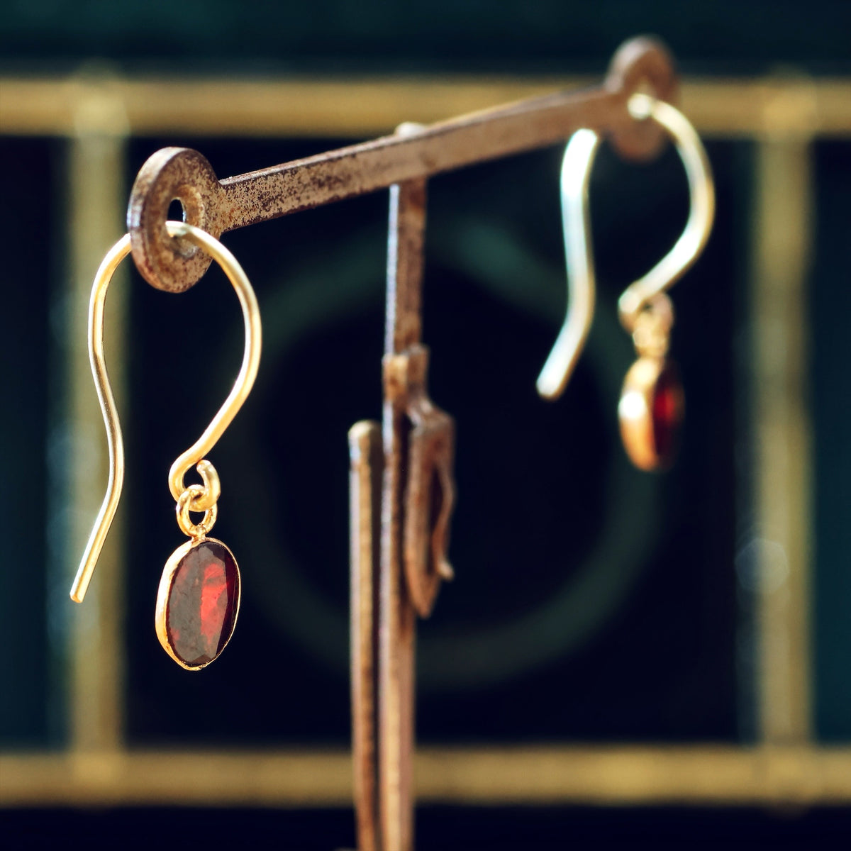 Recycled Foiled Garnet Earrings and Pendant