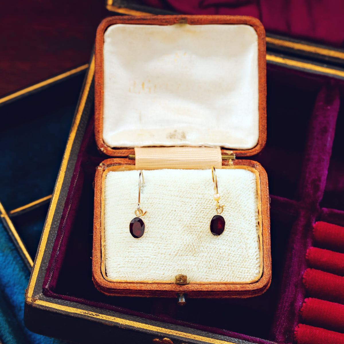 Recycled Foiled Garnet Earrings