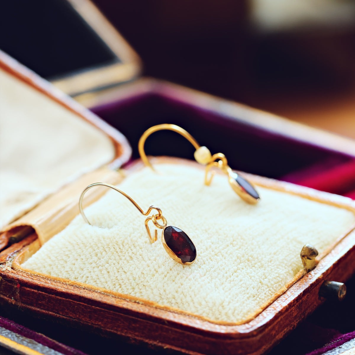Recycled Foiled Garnet Earrings