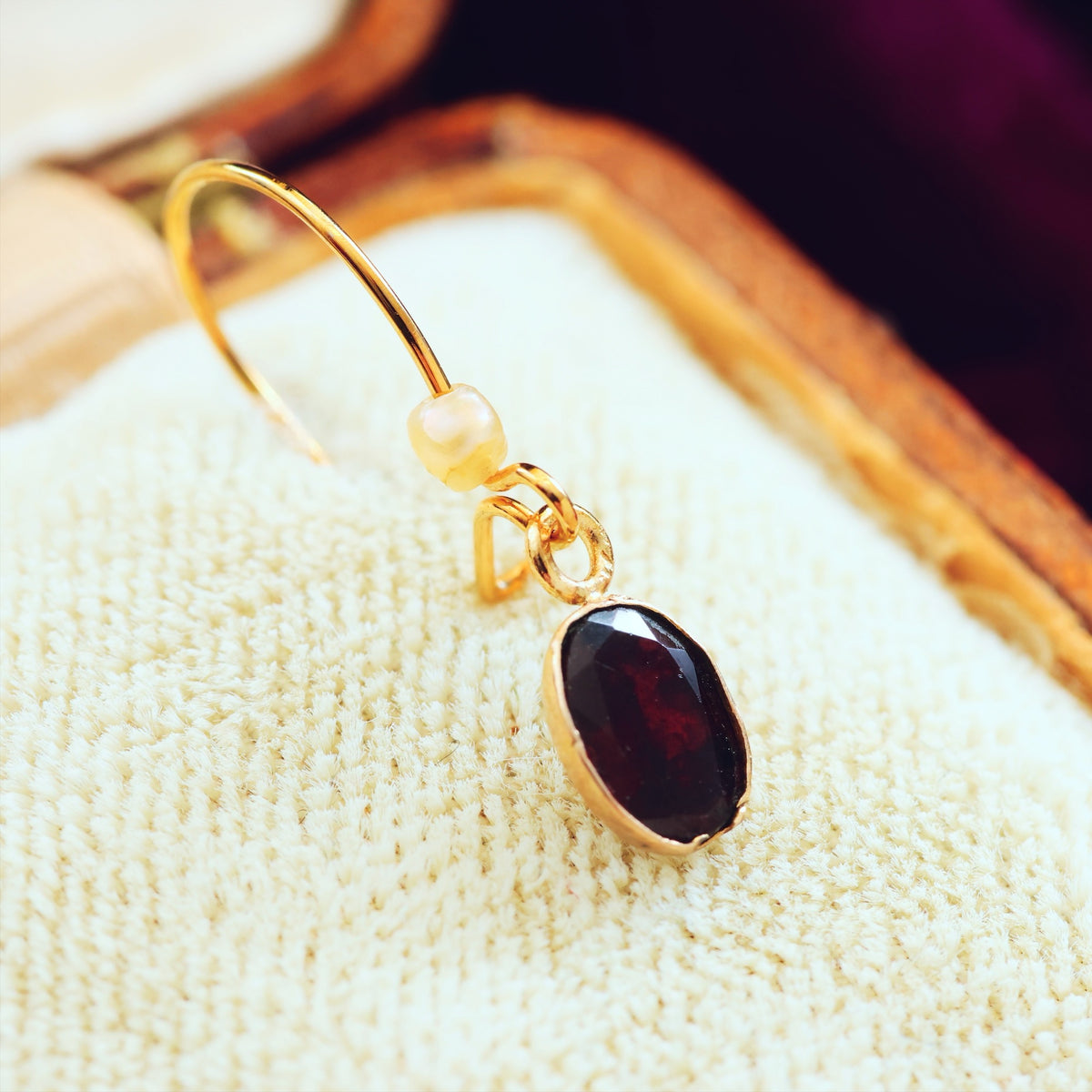 Recycled Foiled Garnet Earrings