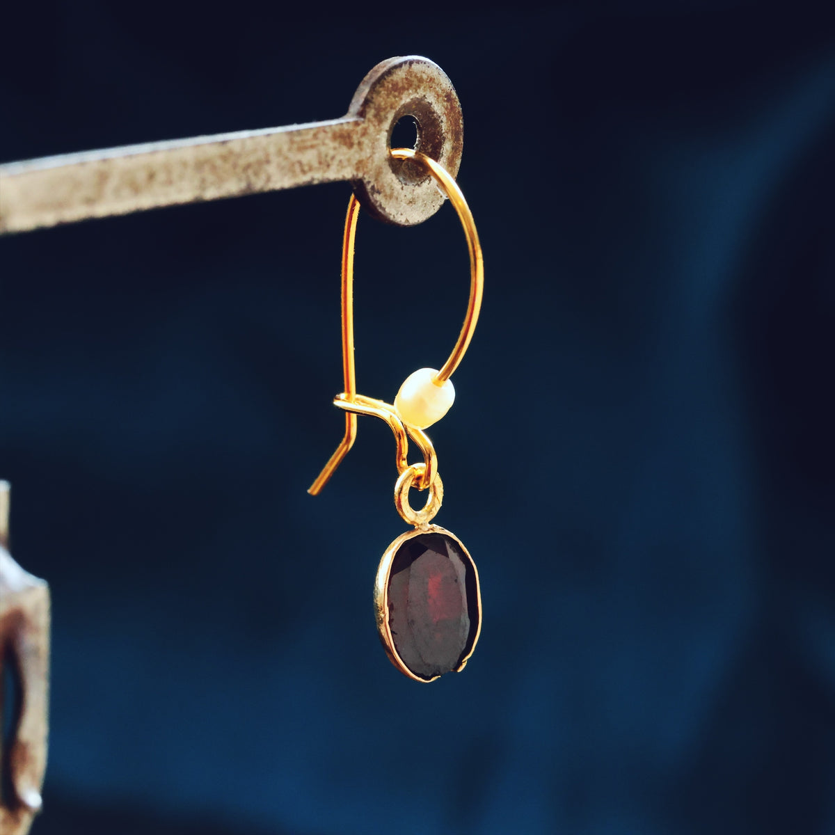 Recycled Foiled Garnet Earrings