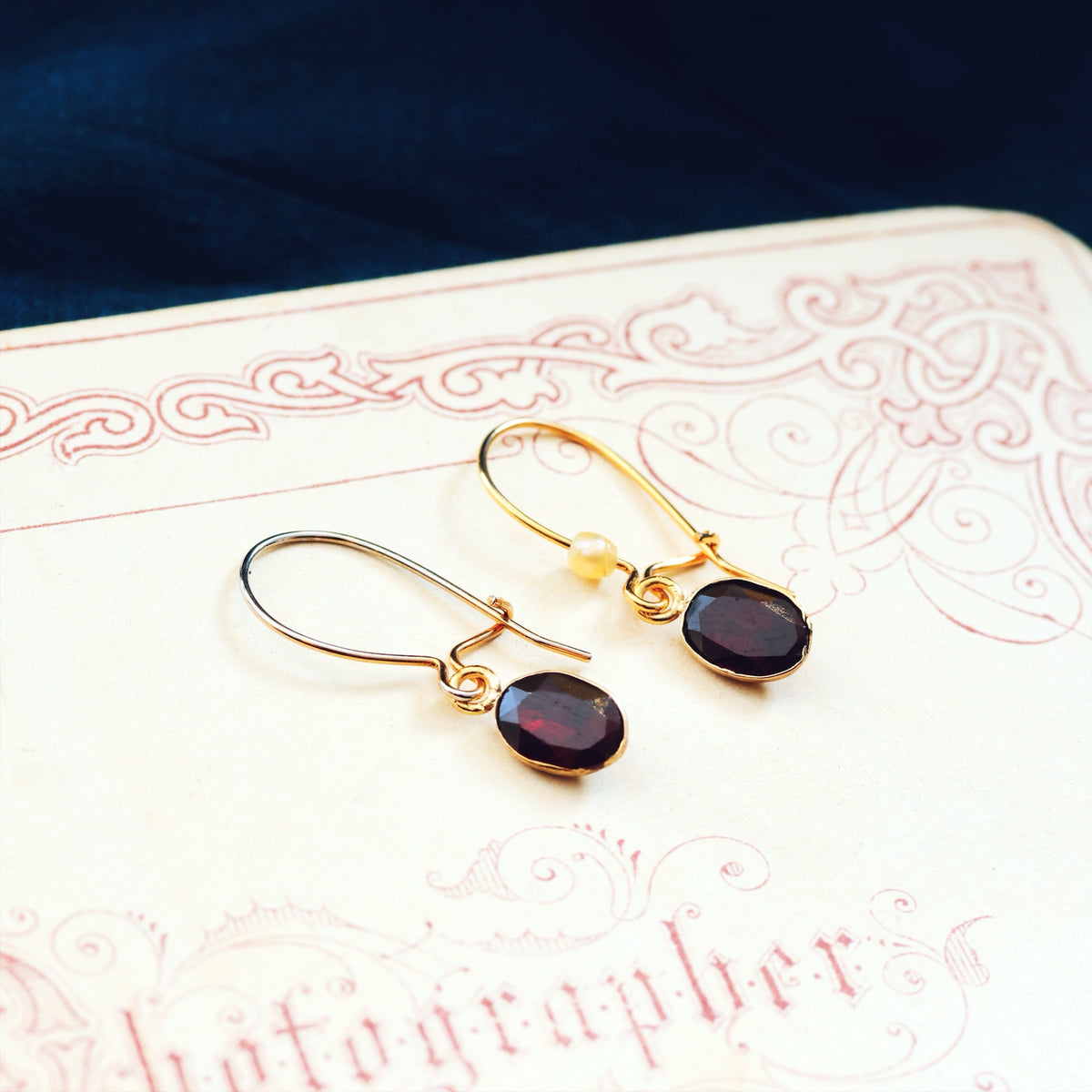 Recycled Foiled Garnet Earrings