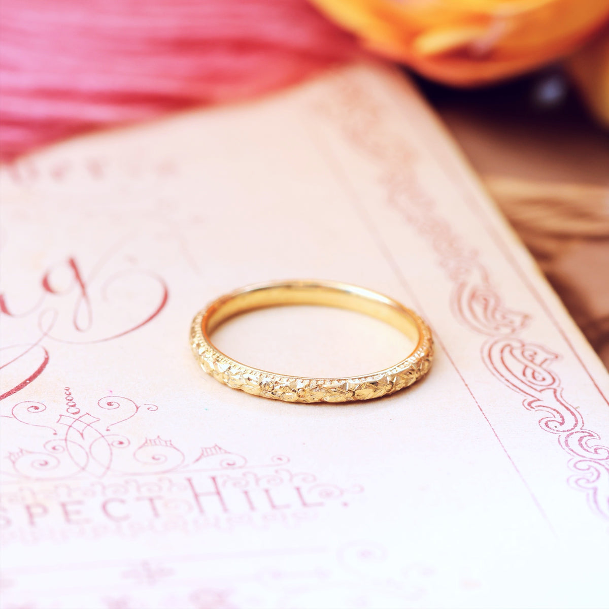 Size 'J/5' Vintage Style Beaded Edge Wedding Ring