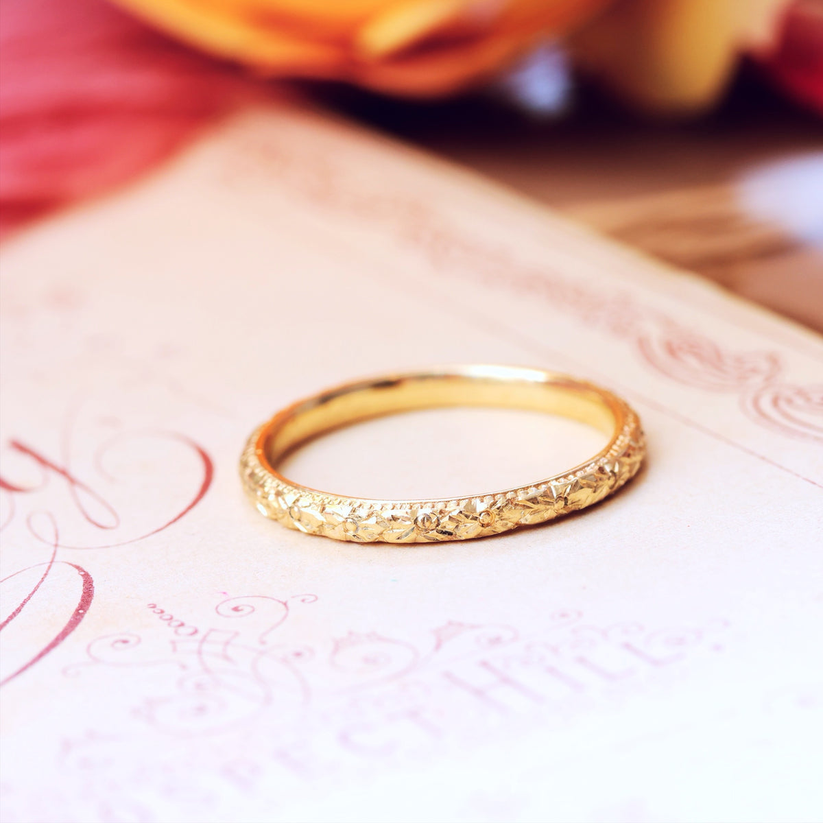 Size 'J/5' Vintage Style Beaded Edge Wedding Ring