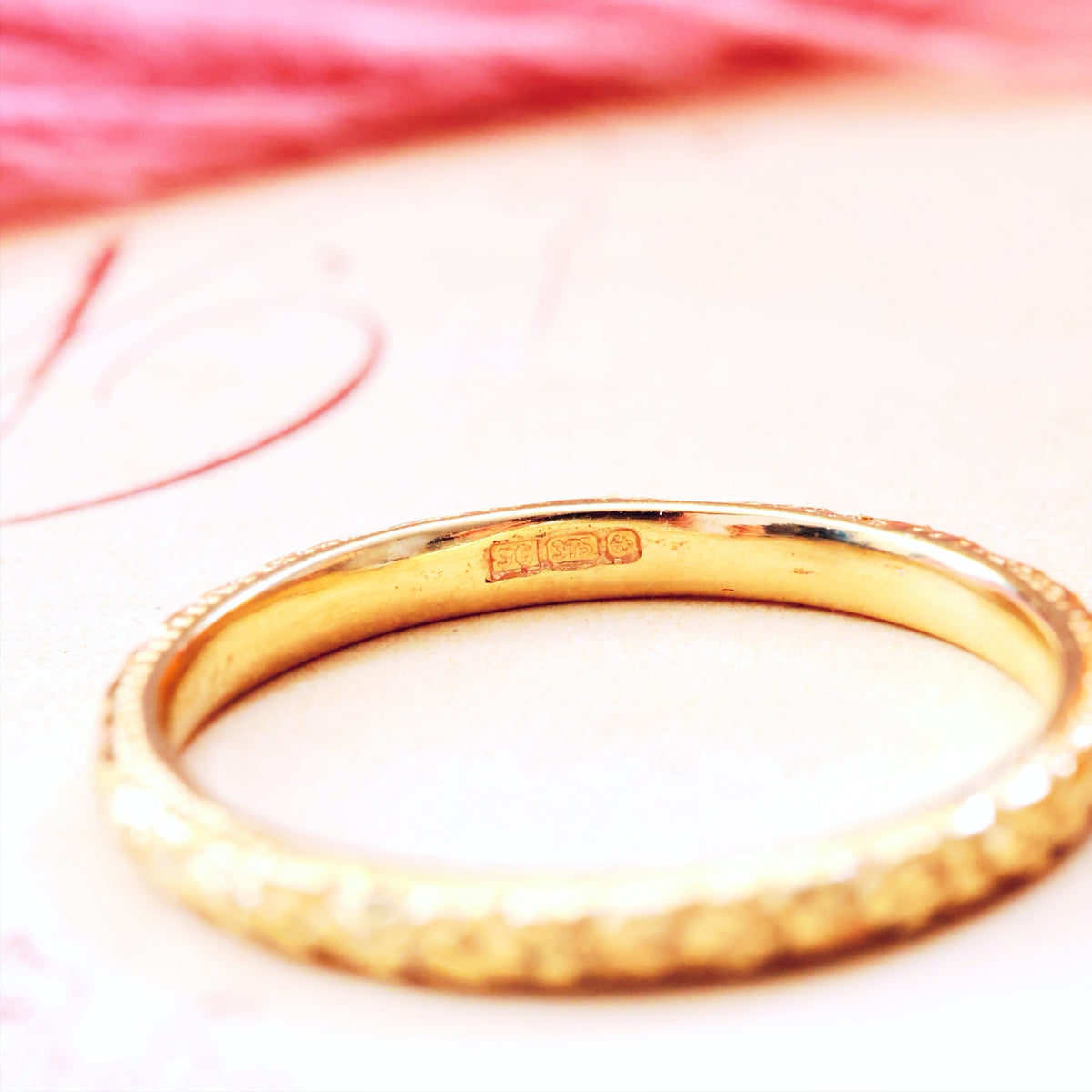 Size 'J/5' Vintage Style Beaded Edge Wedding Ring