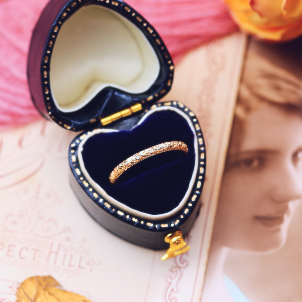 Size 'J/5' Vintage Style Beaded Edge Wedding Ring
