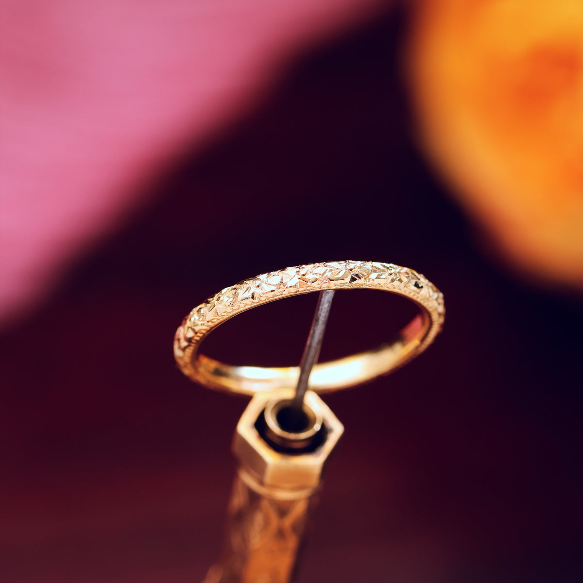 Size 'J/5' Vintage Style Beaded Edge Wedding Ring