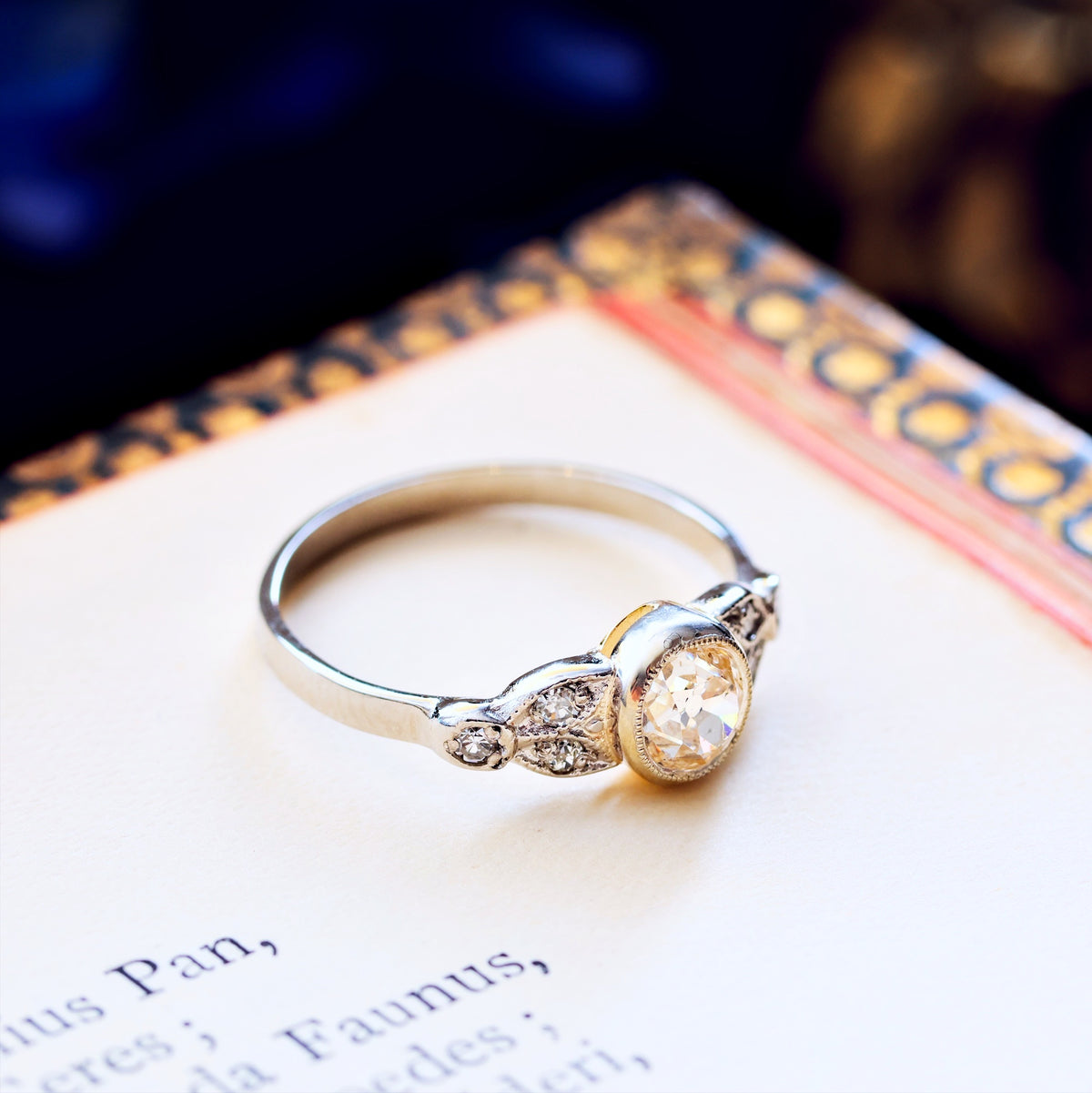 Recycled Hand Cut Diamond Engagement Ring