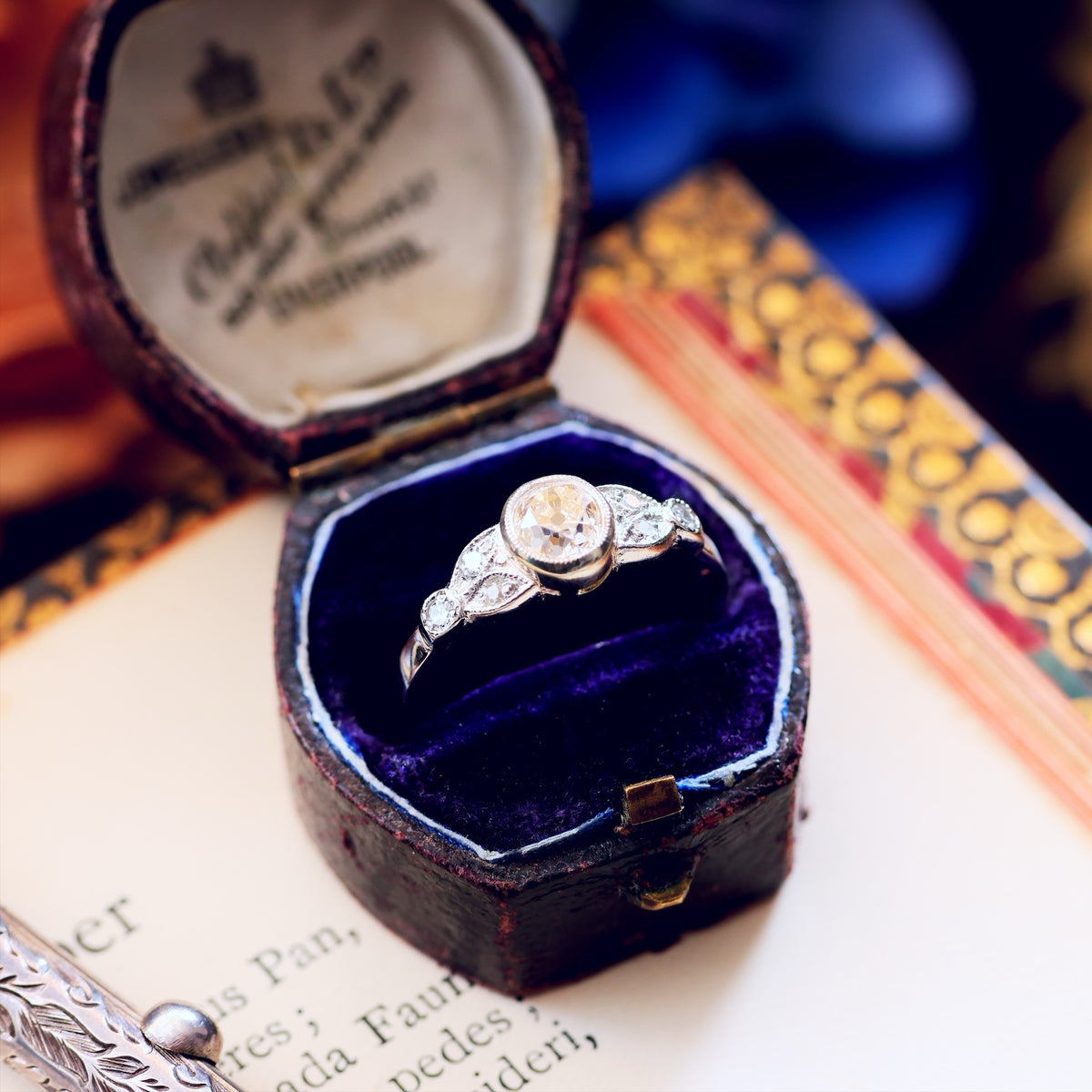 Recycled Hand Cut Diamond Engagement Ring